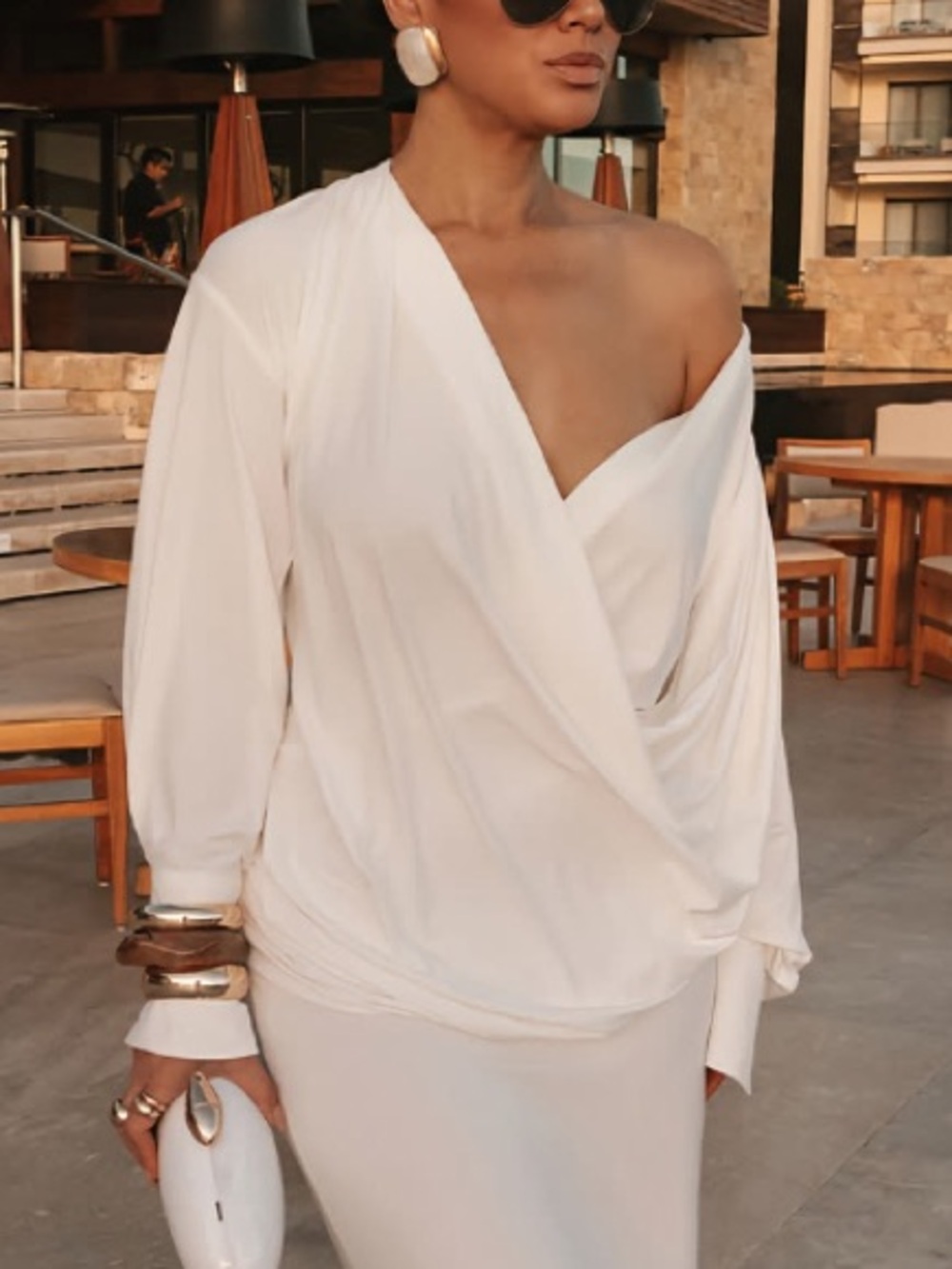 Elegant white Wrap Blouse